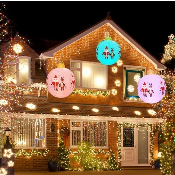 NIB Inflatable Outdoor Christmas Ball 24 Inch Large Christmas Blow Up Decoration - Picture 5 of 7